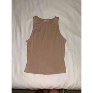 Live In The Moment Beige Crewneck Tank Tan Nude XS